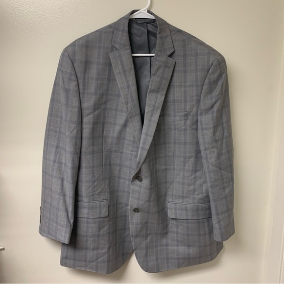 Michael Kors Gray Window Pane Plaid Suit Size 46R and‎ 40R Pants - Picture 9 of 11